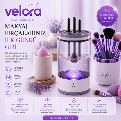 Velora™ Otomatik Makyaj Fırçası Temizleme Cihazı