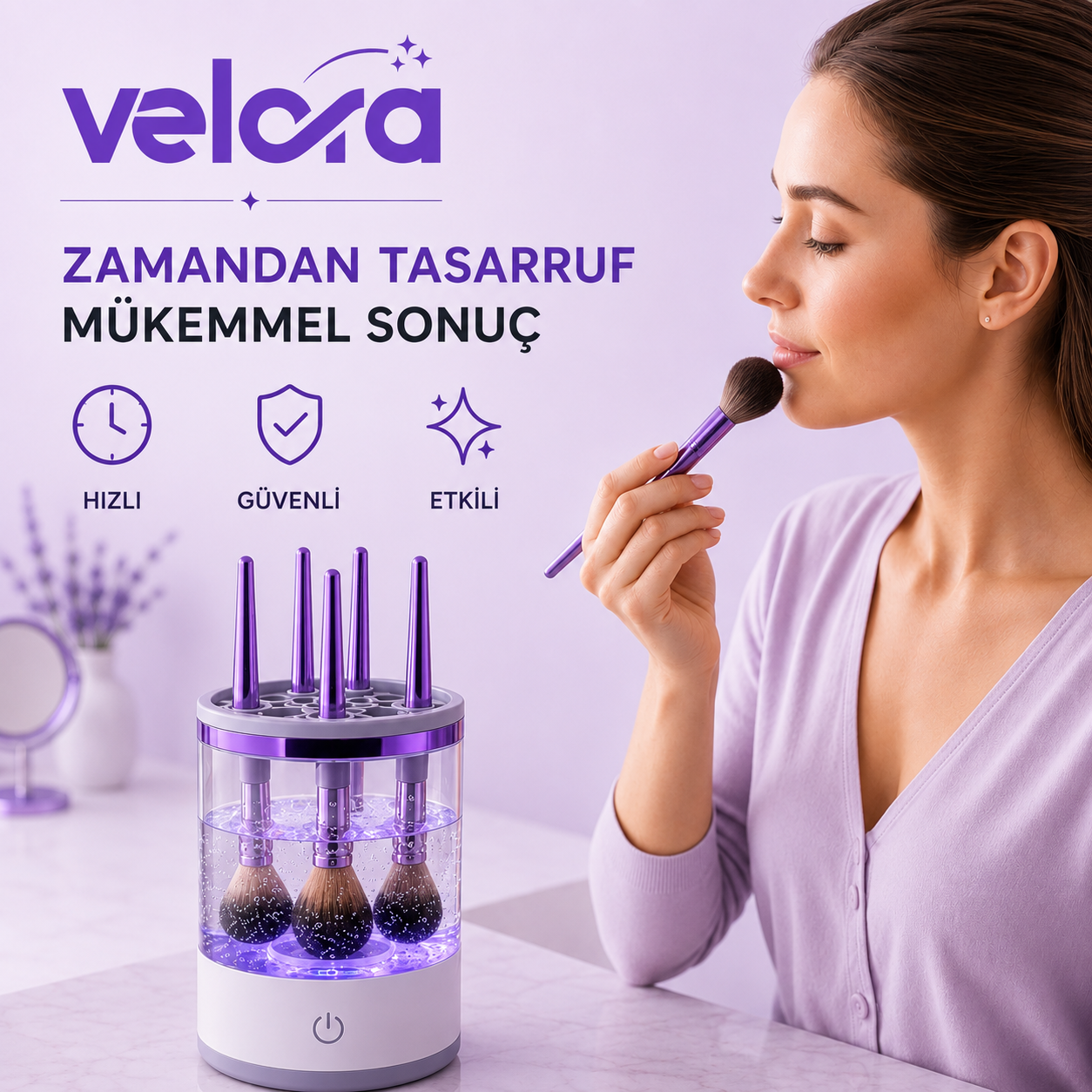 Velora™ Otomatik Makyaj Fırçası Temizleme Cihazı